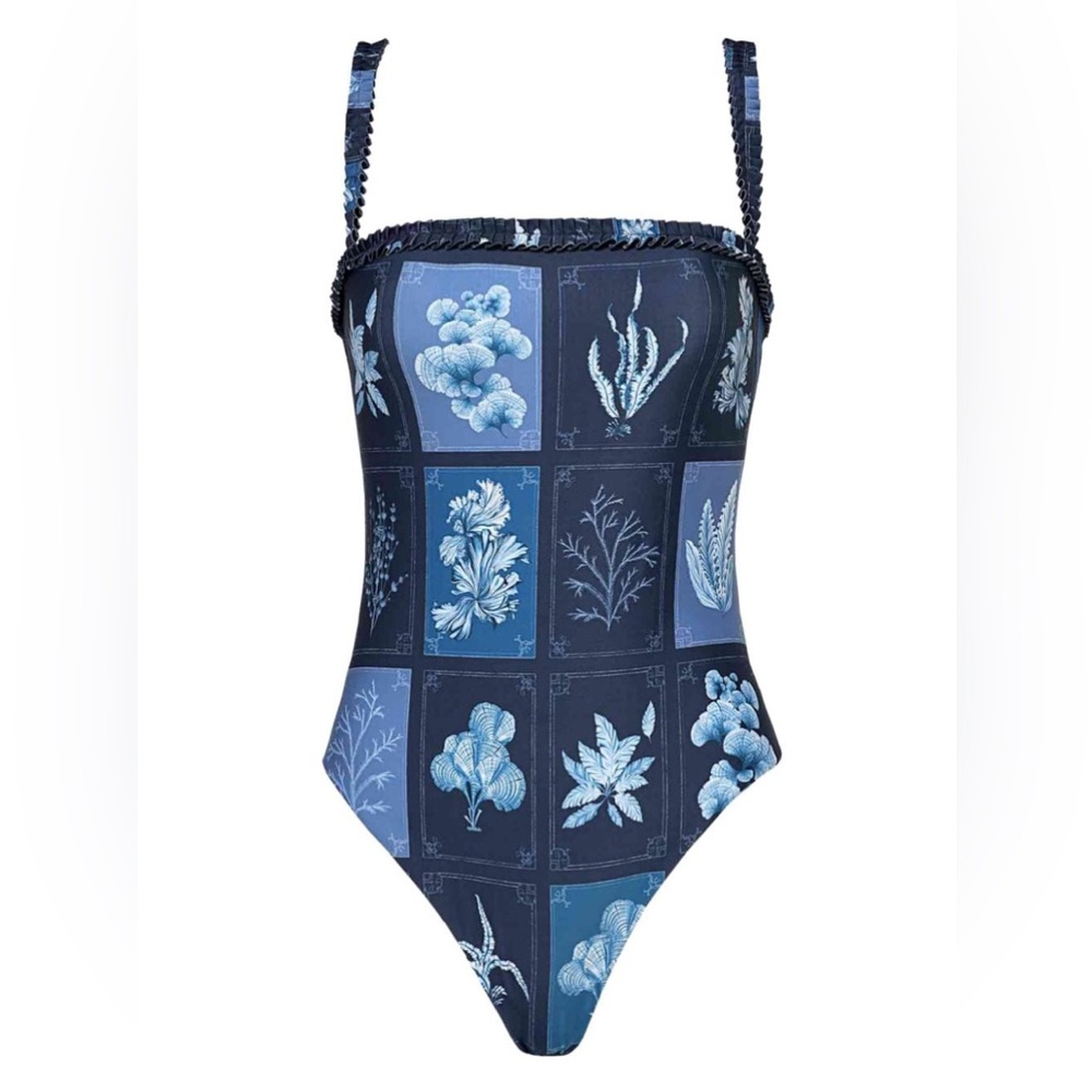 Agua by Agua Bendita Limón Algae printed one piece swimsuit